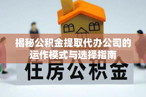 资兴揭秘公积金提取代办公司的运作模式与选择指南